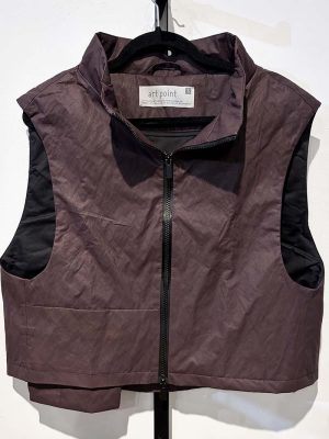 Artpoint Coated Cotton Short Boxy Vest Aubergine