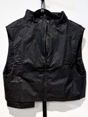 Artpoint Coated Cotton Short Boxy Vest Black