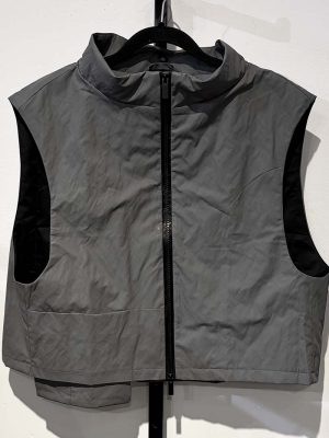 Artpoint Coated Cotton Short Boxy Vest Grey
