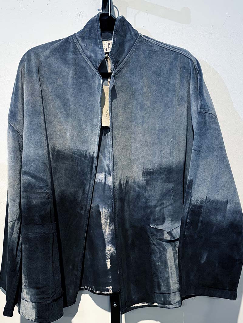 Fissore Cashmere Oversized Cotton Velvet Dyed Jacket Blue Blue